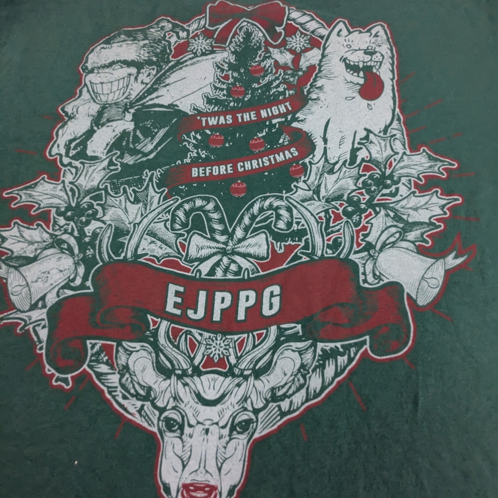Eskimo Joe's Twas The Night Before Christmas Green Tee With Holiday Theme XL